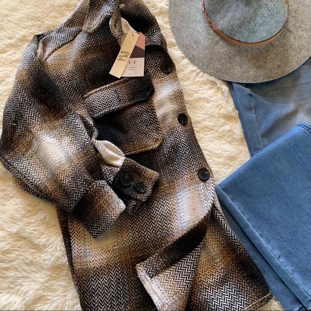 New Plaid Oversized Flannel Shirt Jacket Shacket - Picture 9 of 11